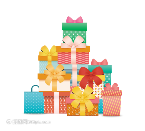 彩色堆積生日禮品盒子